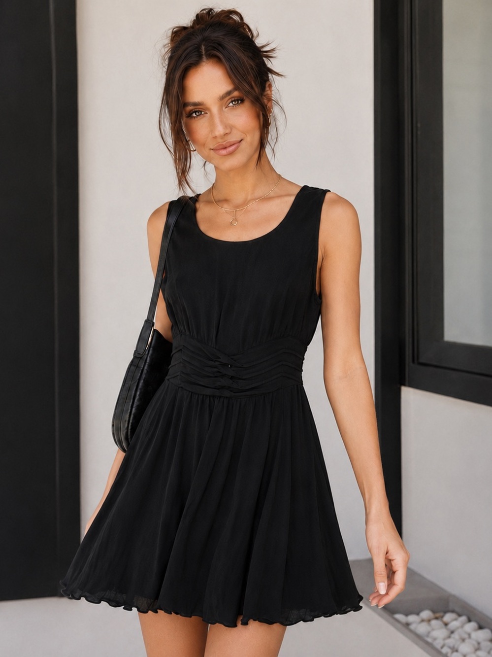 MINKPINK Black Fit & Flare Mini Dress Zip Back Party Date Night Medium